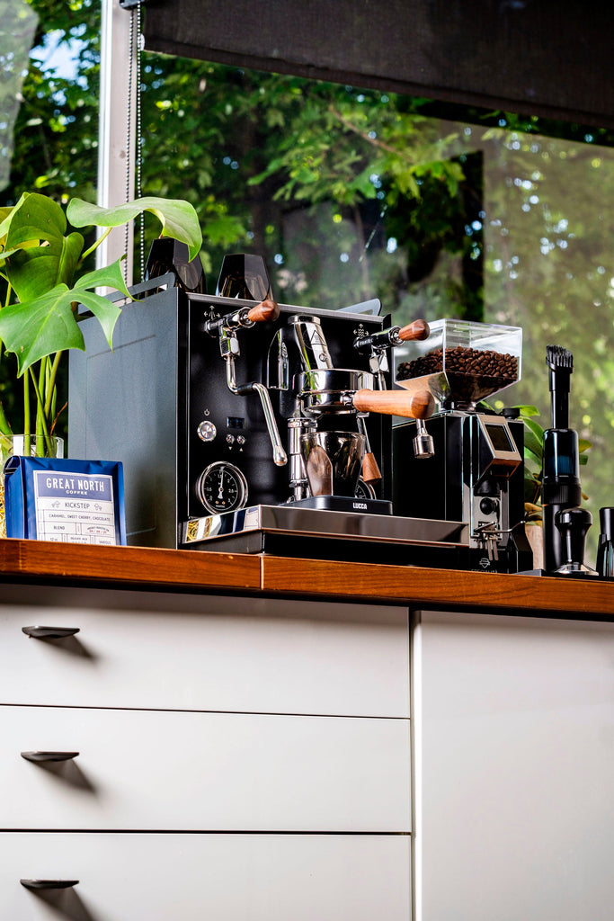 Profitec Ride in matte black lifestyle by Clive Coffee