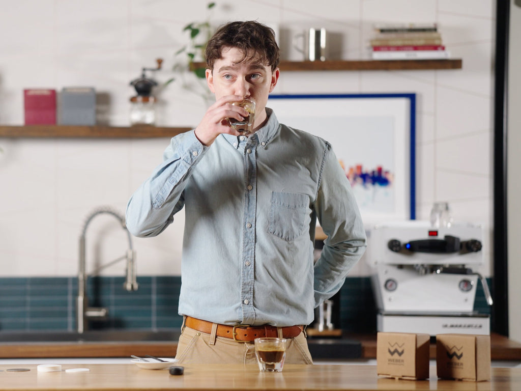 Talent tasting coffee during an experiment lifestyle by Clive Coffee